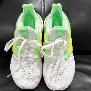 Adidas Kids White and Lime Green Sneakers